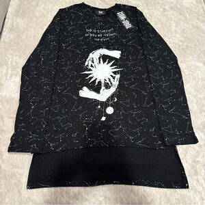 Rogue and Wolf Starlight Constellations Witch Gothic Long Sleeve T Shirt XXL NWT